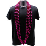 60" 18mm Round Metallic Hot Pink Mardi Gras Beads
