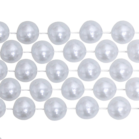 60" 18mm Round Pearl White Mardi Gras Beads