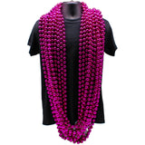 72" 18mm Round Metallic Hot Pink Mardi Gras Beads
