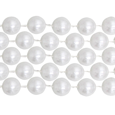 72" 18mm Round Pearl White Mardi Gras Beads