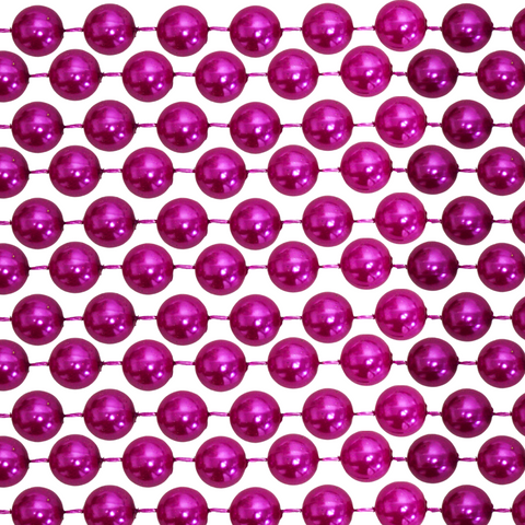 48" 20mm Round Pearl Hot Pink Mardi Gras Beads