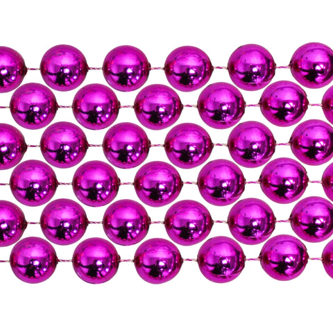 48" 20mm Round Metallic Hot Pink Mardi Gras Beads