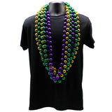 48" 22mm Round Metallic Purple, Gold and Green Mardi Gras Beads
