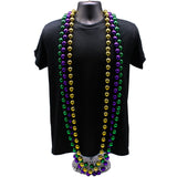 72" 22mm Round Metallic Purple, Gold and Green Mardi Gras Beads