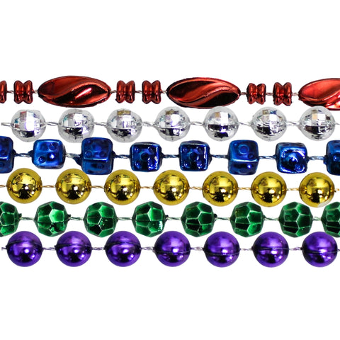 42" Mix 6 Styles, Metallic 6 Color Beads
