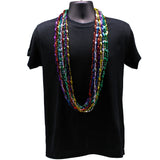 48" Swirl Metallic 6 Color Mardi Gras Beads - Dozen (12 Necklaces)