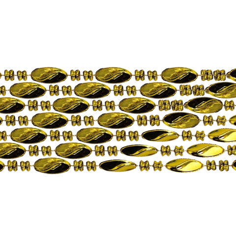 48" Swirl Metallic Gold Mardi Gras Beads  - Dozen (12 Necklaces)