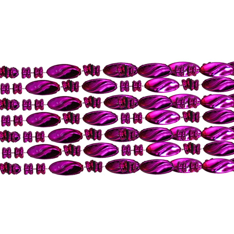 48" Swirl Metallic Hot Pink Mardi Gras Beads - Dozen (12 Necklaces)