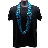 48" Swirl Metallic Turquoise Mardi Gras Beads (Dozen)