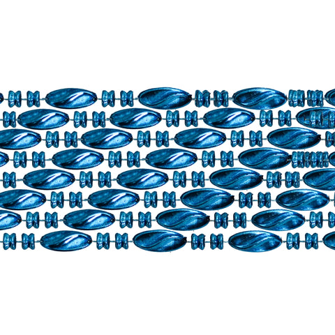 48" Swirl Metallic Turquoise Mardi Gras Beads (Dozen)