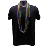 48" 7mm Round Metallic 6 Color Mardi Gras Beads