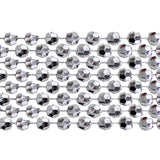 48" 8mm Cut Metallic Silver Mardi Gras Beads