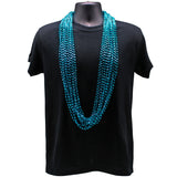 48" 8mm Cut Metallic Turquoise Mardi Gras Beads