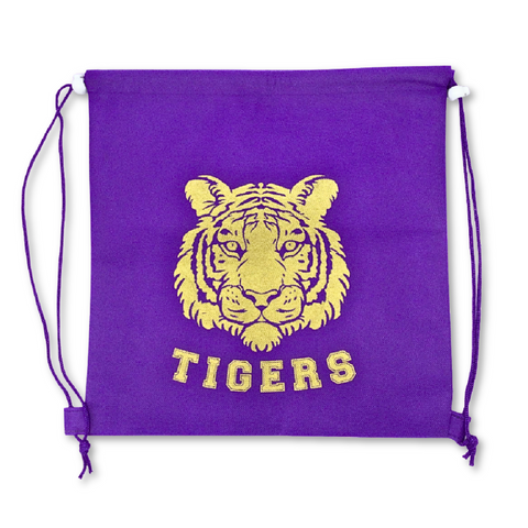 13.5" x 14" Purple and Gold Tiger Logo Backpack (Dozen)