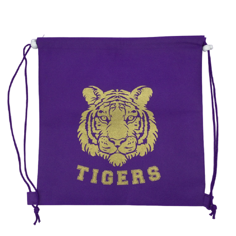 13.5" x 14" Purple and Gold Tiger Logo Backpack (Dozen)