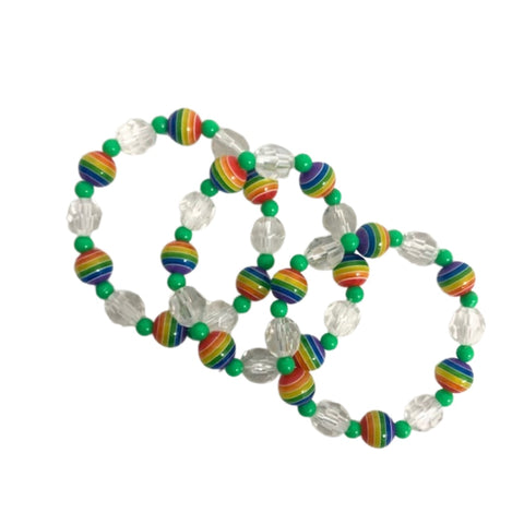 7" 12mm Rainbow & Facet Beads Bracelet (Each)