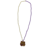 34" 7mm Purple and Gold Tiger Medallion Necklace (Dozen)