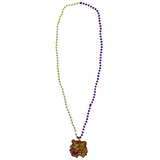34" 7mm Purple and Gold Tiger Medallion Necklace (Dozen)