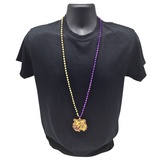 34" 7mm Purple and Gold Tiger Medallion Necklace (Dozen)