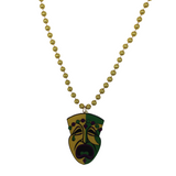 34" 7mm Mardi Gras Comedy Tragedy Mask Medallion Necklace (Dozen)