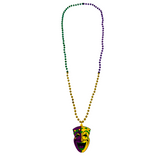 34" 7mm Mardi Gras Comedy Tragedy Mask Medallion Necklace (Dozen)