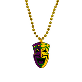 34" 7mm Mardi Gras Comedy Tragedy Mask Medallion Necklace (Dozen)