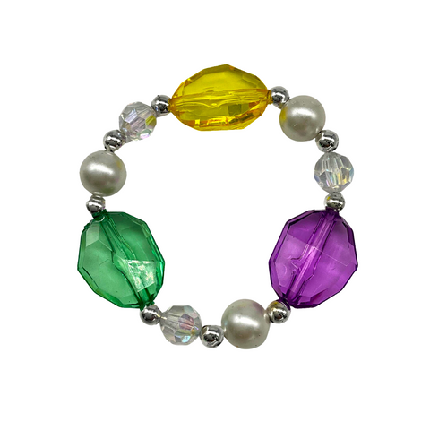 20mm x 26mm Purple, Green, and Yellow Diamond Bead Bracelet (Dozen)