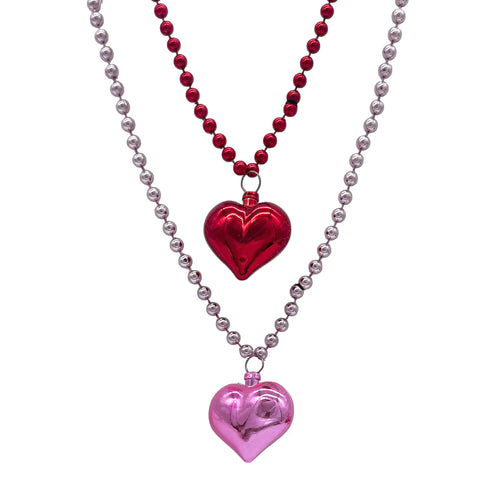 33" 7mm Heart Necklace - Assorted Colors (Dozen)