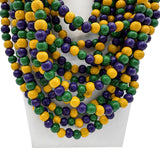 27" 8mm Purple, Green, and Yellow Wooden Beads (Dozen)