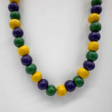 27" 8mm Purple, Green, and Yellow Wooden Beads (Dozen)