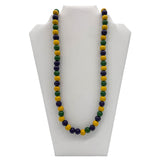 32" 10mm Purple, Green, and Yellow Wooden Beads (Each)
