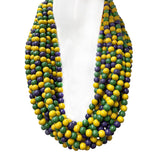 32" 10mm Purple, Green, and Yellow Wooden Beads (Each)