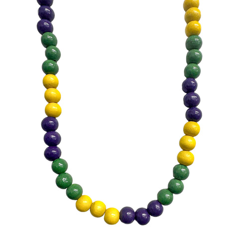 32" 10mm Purple, Green, and Yellow Color Block Wooden Beads (Dozen)
