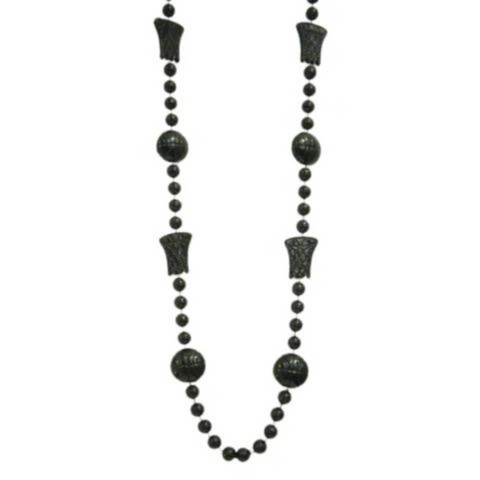 36" Black Basketball Bead Necklace (Dozen)