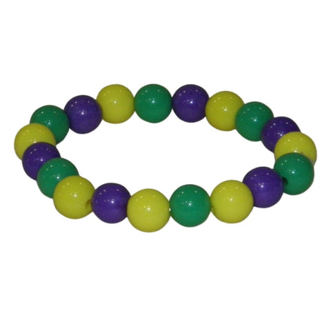 Purple, Green and Yellow Beaded Bracelet (Dozen)