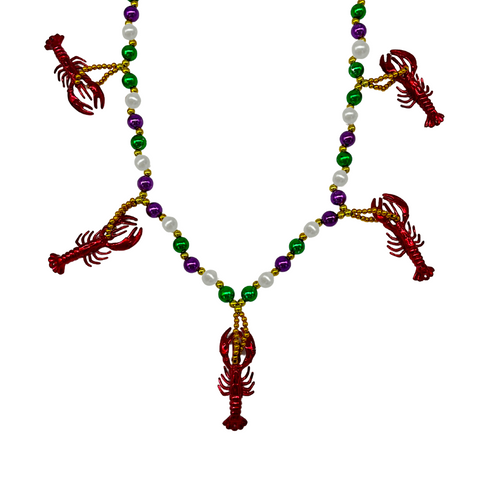 40" Purple, Green and Pearl with Gold Spacers with 5 Crawfishes (Each)