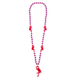 42" Flamingo Necklace Hot Pink Beads with Pearl Insets (Each)