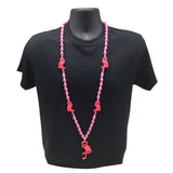 42" Flamingo Necklace Hot Pink Beads with Pearl Insets (Each)