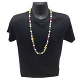40" 18mm Purple, Green and Gold and Pearl Bead Necklace (Each)