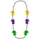 40" Purple, Green and Gold Jester Bead Necklace (Each)