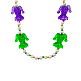 40" Purple, Green and Gold Jester Bead Necklace (Each)
