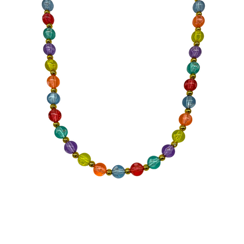 38" 12mm Clear Rainbow Bead Necklace (Dozen)