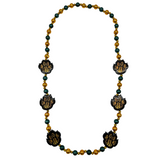 40" Blue and Orange Tiger Paw Beads (Each)