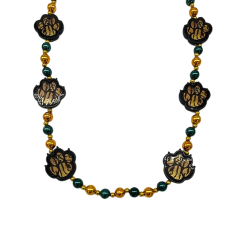 40" Blue and Orange Tiger Paw Beads (Each)