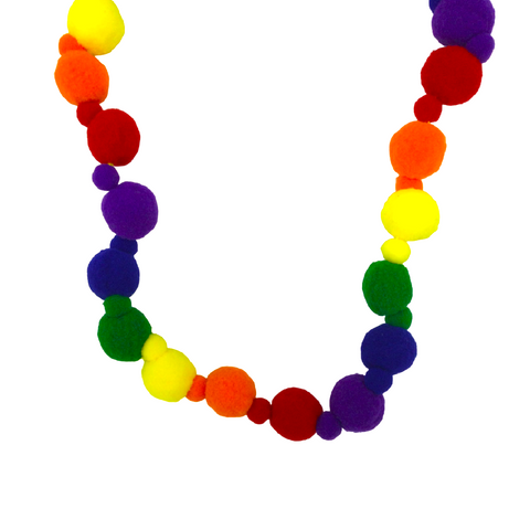 42" Rainbow Pom Pom Necklace (Each)