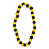 42" Black and Gold Tinsel Pom Pom Necklace (Each)