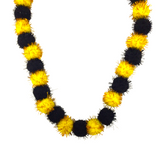 42" Black and Gold Tinsel Pom Pom Necklace (Each)