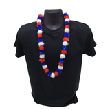 42" Red, White, and Blue Tinsel Pom Pom Necklace (Each)