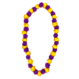 42" Purple and Yellow Tinsel Pom Pom Necklace (Each)