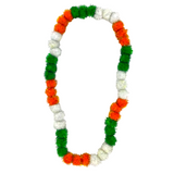 42" Green, White, and Orange Tinsel Pom Pom Necklace (Each)